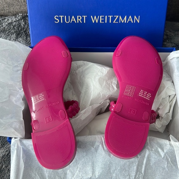 Stuart Weitzman $125 Braida Sawyer Jelly Orchid Pink Flat Sandals 6 36.5 BNIB! - Picture 2 of 14